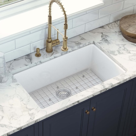 Ruvati 27-inch Fireclay Undermount / Drop-in Topmount Kitchen Sink Single Bowl White RVL2707WH